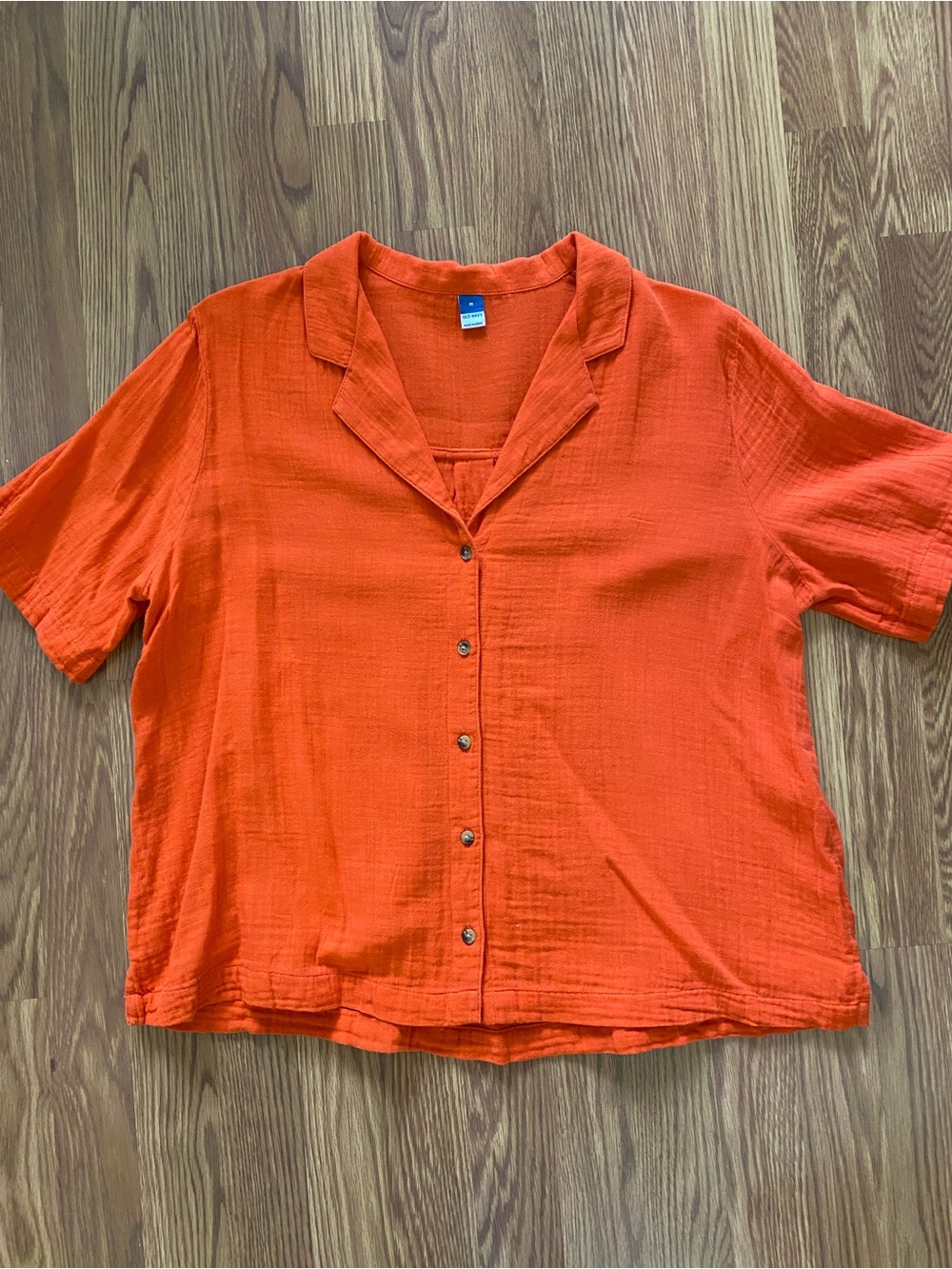 Old Navy Orange Short Sleeve Button-Down Shirt